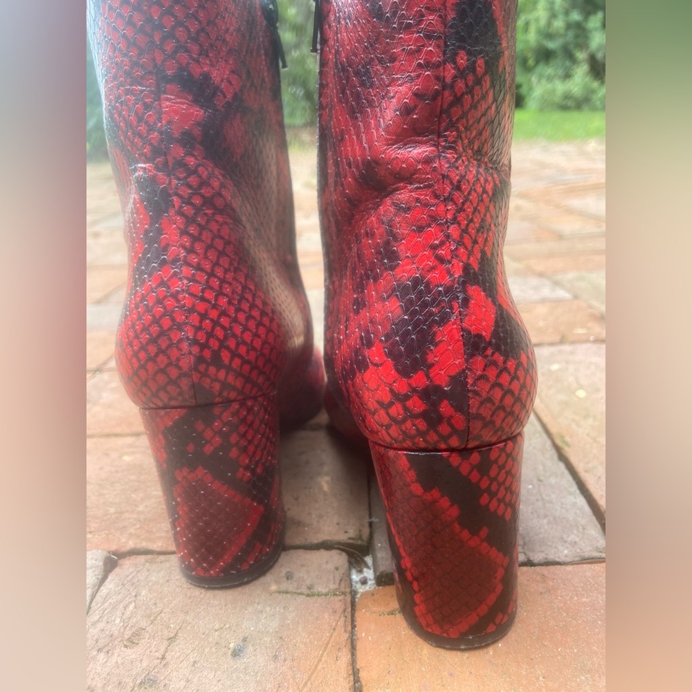 Cavalli Class By Roberto Cavalli Red Python Bootie - image 5